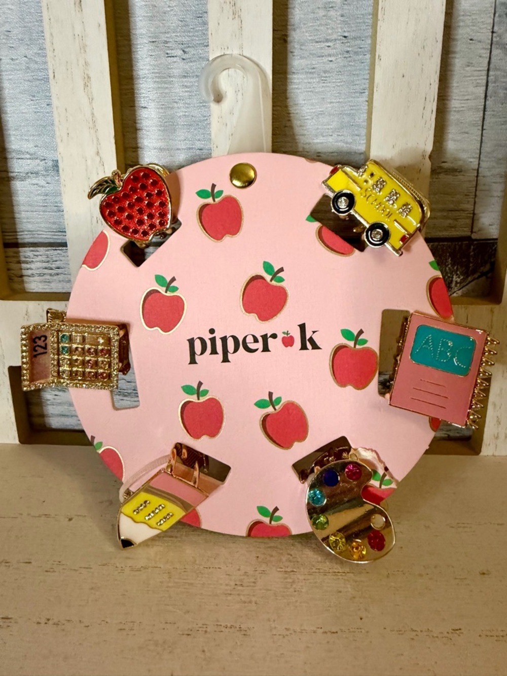 Piper K School Themed Hair Claw Clips - 6pc Back to School Fun Cute Bling New